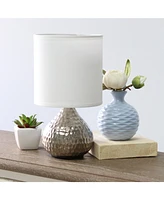 Simple Designs Hammered Drip Mini Table Lamp - Silver