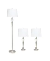 Lalia Home Crystal Drop Table and Floor Lamp Set, 3 Piece