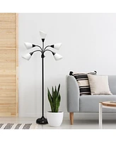 Simple Designs 5 Light Adjustable Gooseneck Floor Lamp with Shades