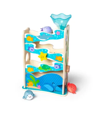 Melissa and Doug Rollables Wooden Ocean Slide Infant And Toddler Toy 4 Piece Set