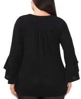 Msk Plus Glitter Bell-Sleeve V-Neck Knit Top