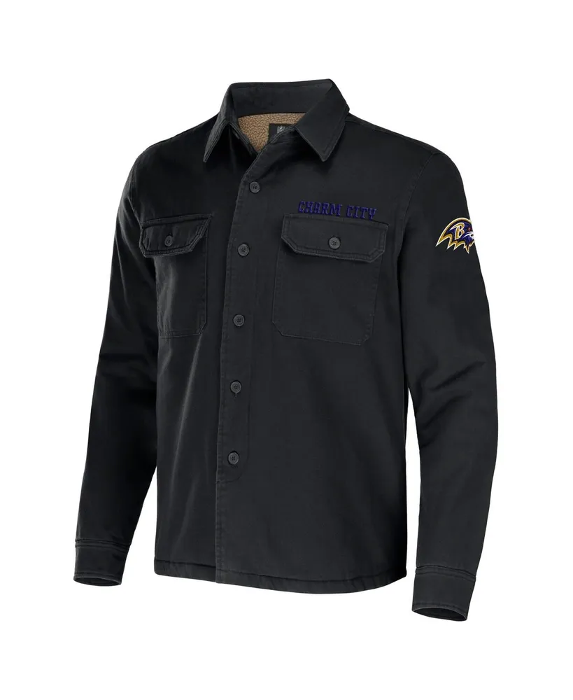 Men's Nfl x Darius Rucker Collection by Fanatics Black Baltimore Ravens Canvas Button-Up Shirt Jacket