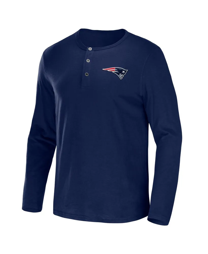 Men's Nfl x Darius Rucker Collection by Fanatics Navy New England Patriots Slub Jersey Henley Long Sleeve T-shirt