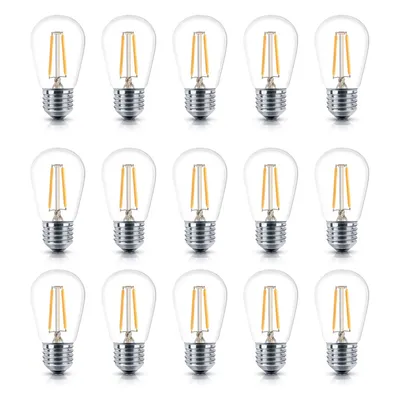 15 Pack Bulbs - S14 Bulb E26 Base, 2 Watt, 2500K Warm White Hue
