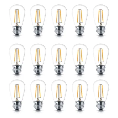 Brightech 15 Pack Bulbs - S14 Bulb E26 Base, 2 Watt, 2500K Warm White Hue