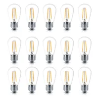 15 Pack Bulbs - S14 Bulb E26 Base, 2 Watt, 2500K Warm White Hue