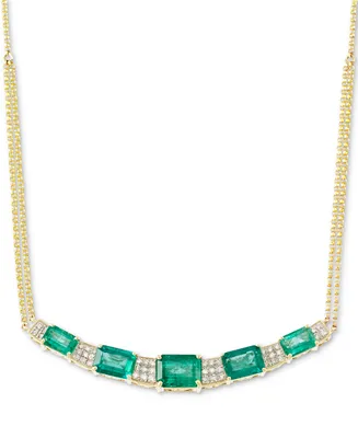 Rare Featuring Gemfields Emerald (4-1/3 ct. t.w.) & Diamond (1/3 ct. t.w.) Collar Necklace in 14k Gold, 16" + 2" extender, Created for Macy's