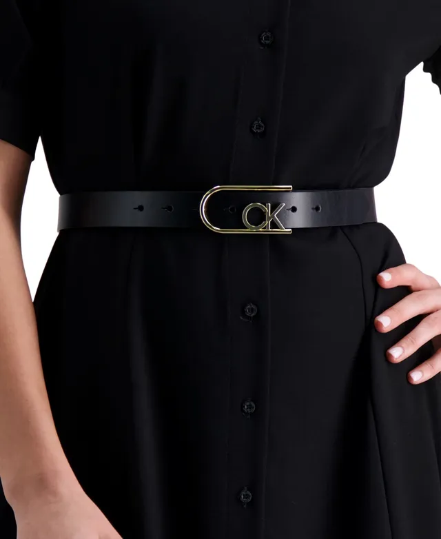 CALVIN KLEIN Women's Reversible Monogram Buckle Belt