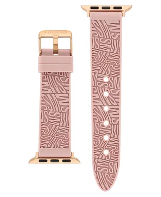 Steve Madden Women's Light Pink Silicone Debossed Swirl Logo Band Compatible with 42/44/45/Ultra/Ultra 2 Apple Watch - Light Pink, Silver