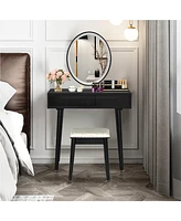 Costway Vanity Makeup Table Touch Screen Dressing Stool Set