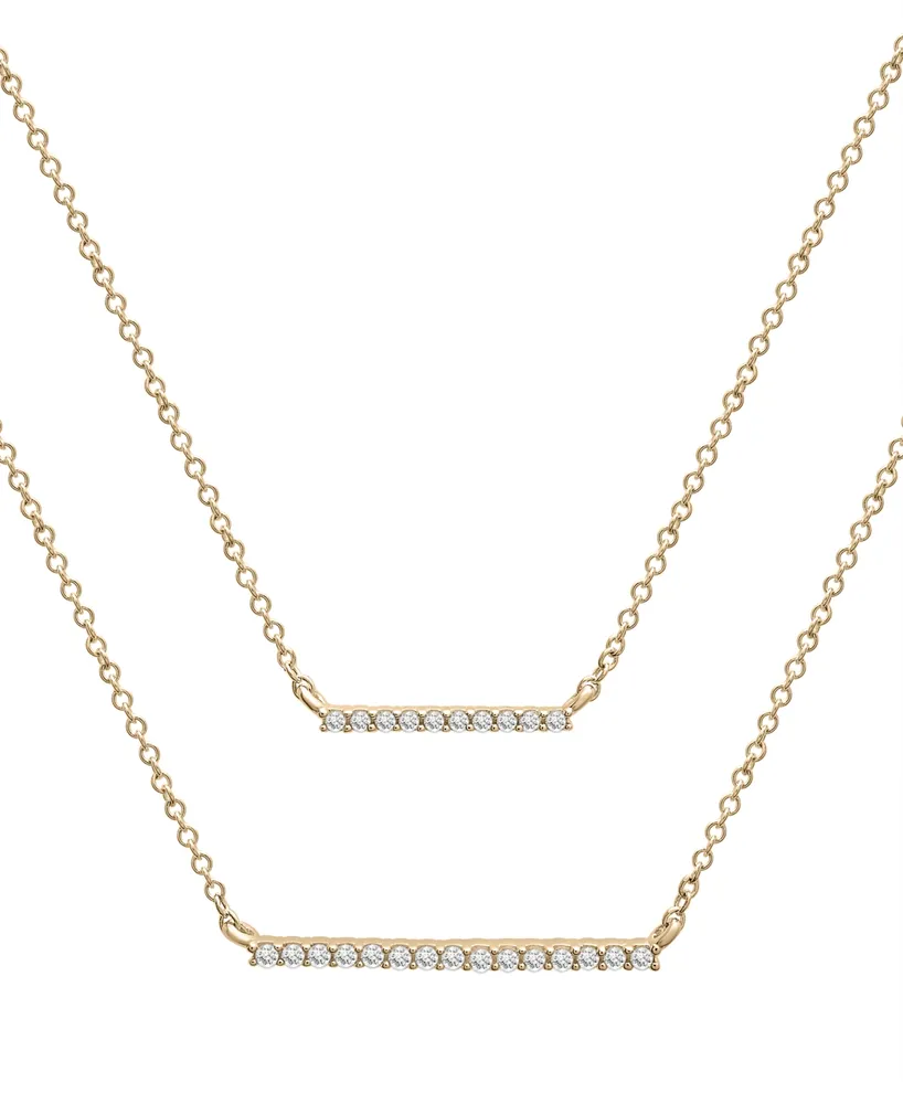 Wrapped Diamond Double Bar Layered Necklace (1/6 ct. t.w.) in 10k White or Yellow Gold, 17" + 1" extender, Created for Macy's