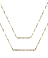 Wrapped Diamond Double Bar Layered Necklace (1/6 ct. t.w.) in 10k White or Yellow Gold, 17" + 1" extender, Created for Macy's