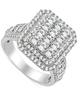 Diamond Rectangular Cluster Engagement Ring (2 ct. t.w.) in 10k White Gold