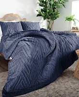 Southshore Fine Linens Chevron Clipped Jacquard 3 Piece Comforter Set