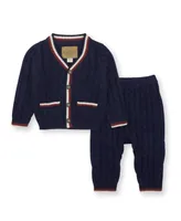 Hope & Henry Baby Boys Layette Baby Long Sleeve Cardigan Sweater and Legging Set