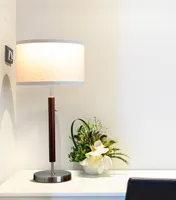 Carter Wood Led Classic Table Lamp with Walnut Finish (26"), Bulb Included