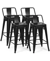 Costway Set of 4 Low Back Metal Counter Stool 24'' Seat Height