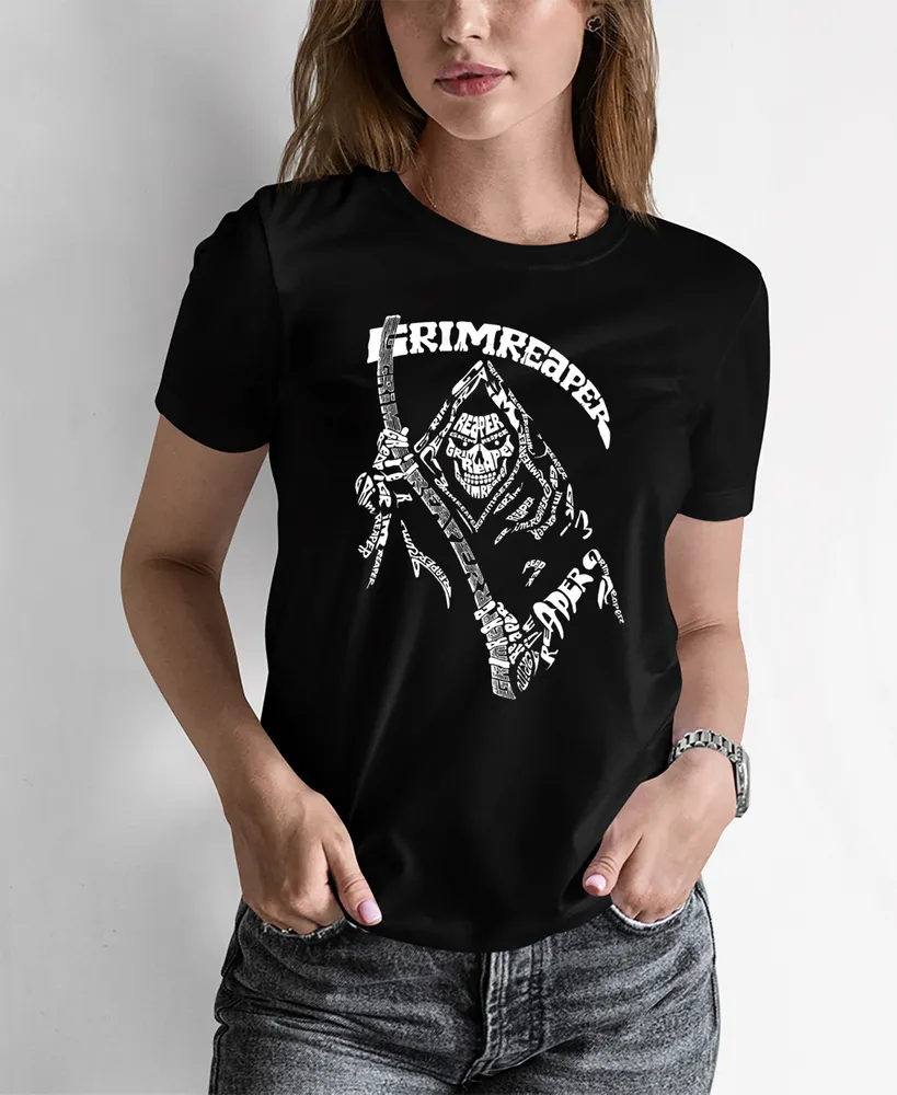 La Pop Art Women's Grim Reaper Word T-shirt