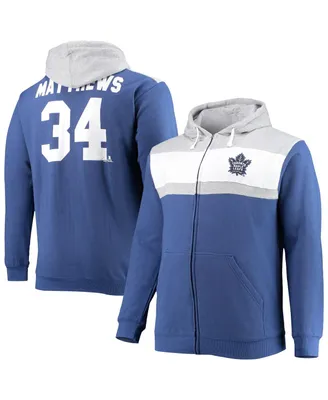 Men's Profile Auston Matthews Blue Toronto Maple Leafs Big and Tall Colorblock Full-Zip Hoodie