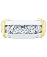 Grown With Love Men's Lab Grown Diamond Horizontal Five Stone Ring (1-1/2 ct. t.w.) in 10k Two-Tone Gold