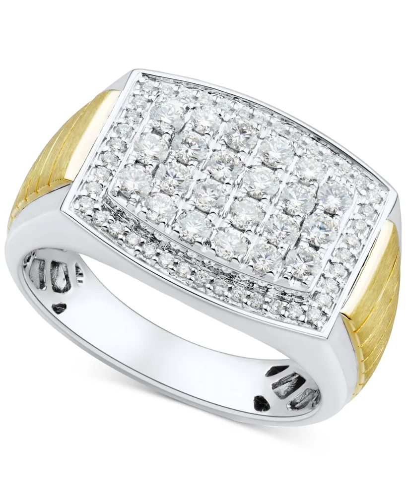 Grown With Love Men's Lab Grown Diamond Cluster Ring (1 ct. t.w.) in 10k Two-Tone Gold - Two