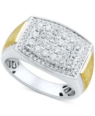 Grown With Love Men's Lab Diamond Cluster Ring (1 ct. t.w.) 10k Two-Tone Gold - Two