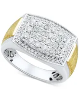 Grown With Love Men's Lab Diamond Cluster Ring (1 ct. t.w.) 10k Two-Tone Gold - Two