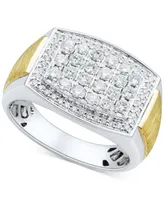 Grown With Love Men's Lab Grown Diamond Cluster Ring (1 ct. t.w.) in 10k Two-Tone Gold - Two