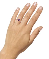 Amethyst Solitaire Chain Link Ring (7/8 ct. t.w.) 14k Rose Gold-Plated Sterling Silver (Also Blue Topaz, Emerald, Sapphire and Ruby)