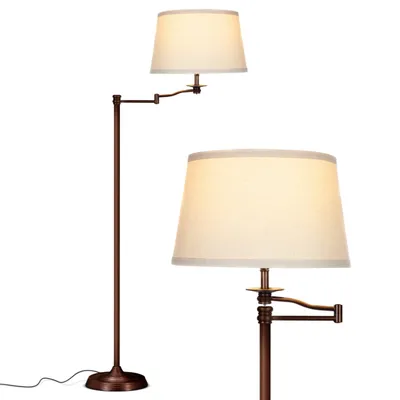 Brightech Caden Led Modern Floor Lamp with Swing Arm & Drum Shade