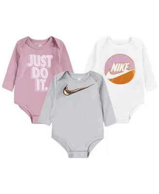Nike Baby Girls Gifting Long Sleeve Bodysuits, Pack of 3