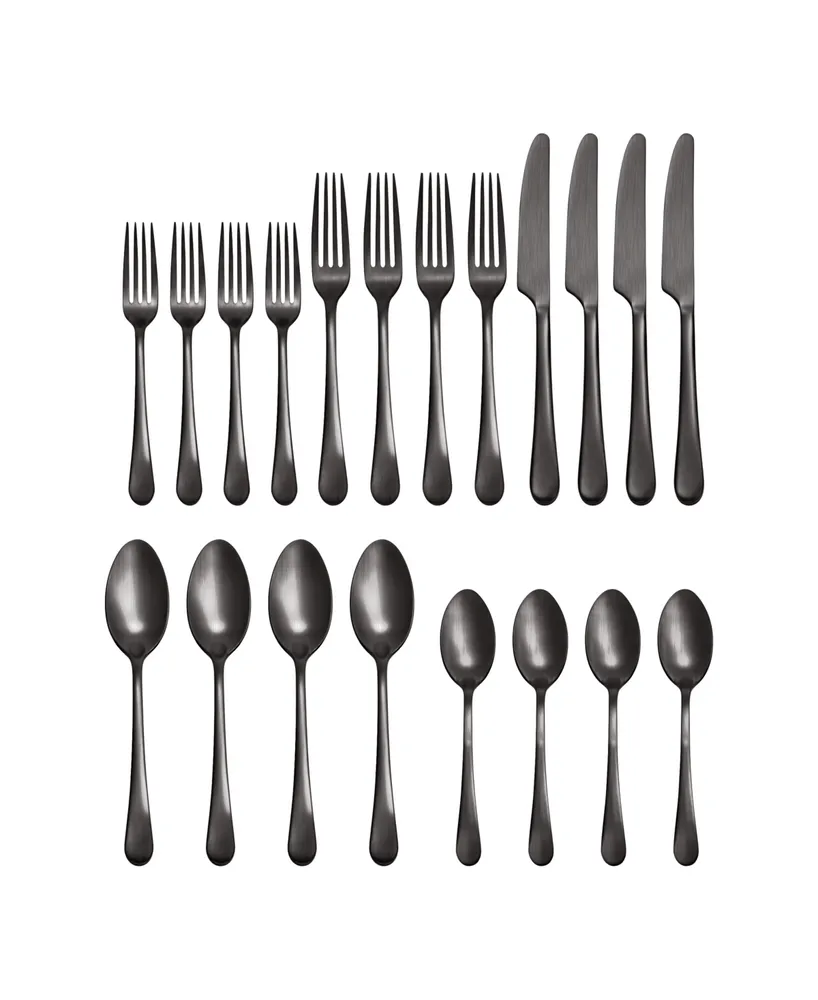 Hampton Forge Mirabella Satin Gunmetal Titanium 18/0 Stainless Steel 20 Piece Set, Service for 4