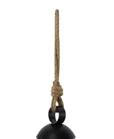 Rosemary Lane Black Metal Bohemian Decorative Cow Bell with Jute Hanging Rope Set 3 Pieces