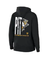 Women's Wear by Erin Andrews Black Pittsburgh Penguins Sponge Fleece Full-Zip Hoodie