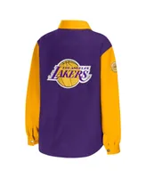 Women's Wear by Erin Andrews Purple Los Angeles Lakers Colorblock Button-Up Shirt Jacket