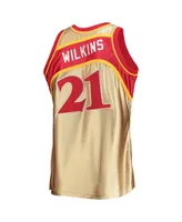 Men's Mitchell & Ness Dominique Wilkins Gold Atlanta Hawks 75th Anniversary 1986-87 Hardwood Classics Swingman Jersey