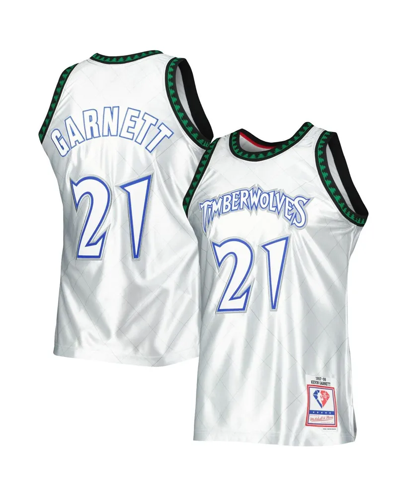 Men's Mitchell & Ness Kevin Garnett Platinum Minnesota Timberwolves 1997-98 Hardwood Classics 75th Anniversary Swingman Jersey