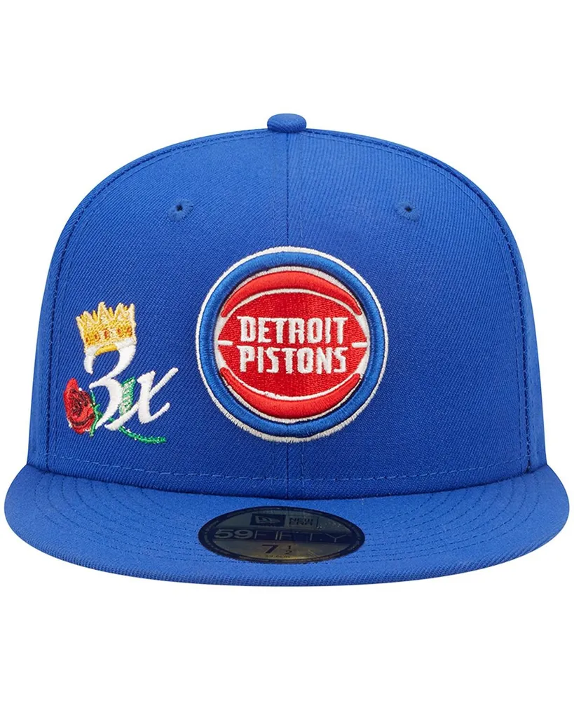 Men's New Era Blue Detroit Pistons 3x Nba Finals Champions Crown 59FIFTY Fitted Hat