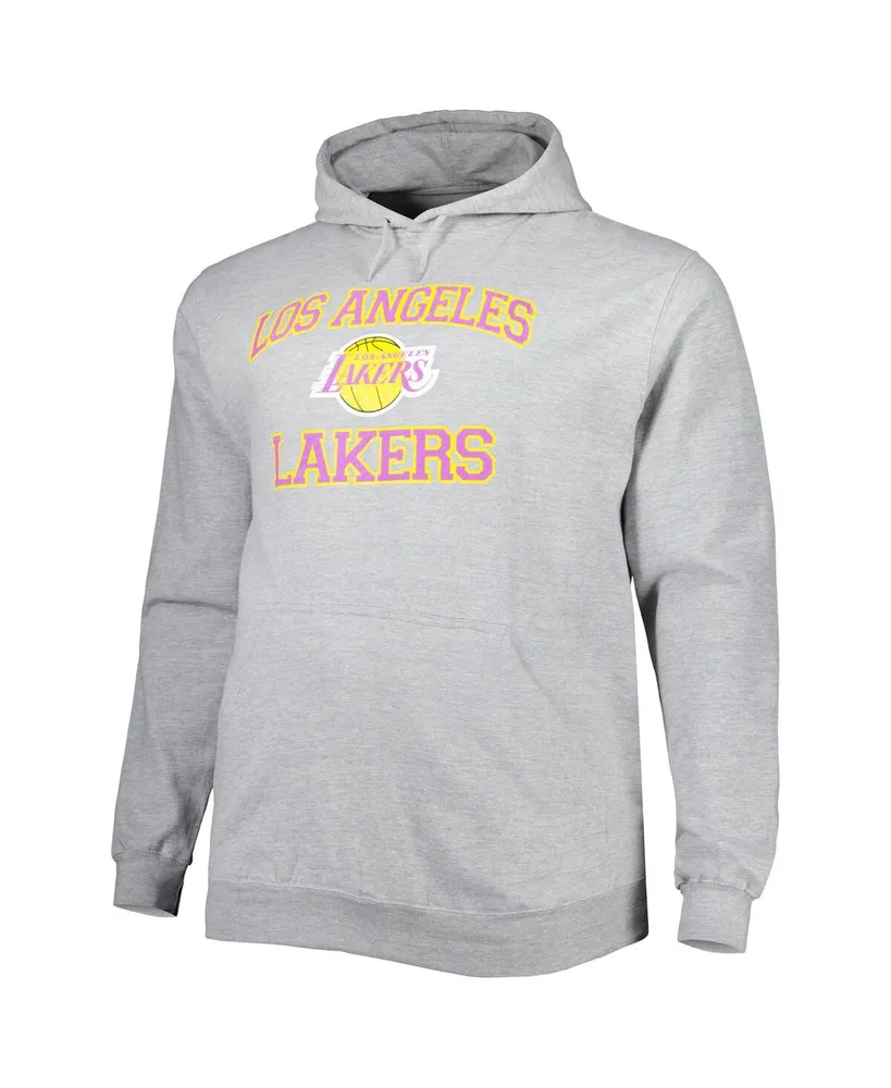 Men's Heathered Gray Los Angeles Lakers Big and Tall Heart Soul Pullover Hoodie