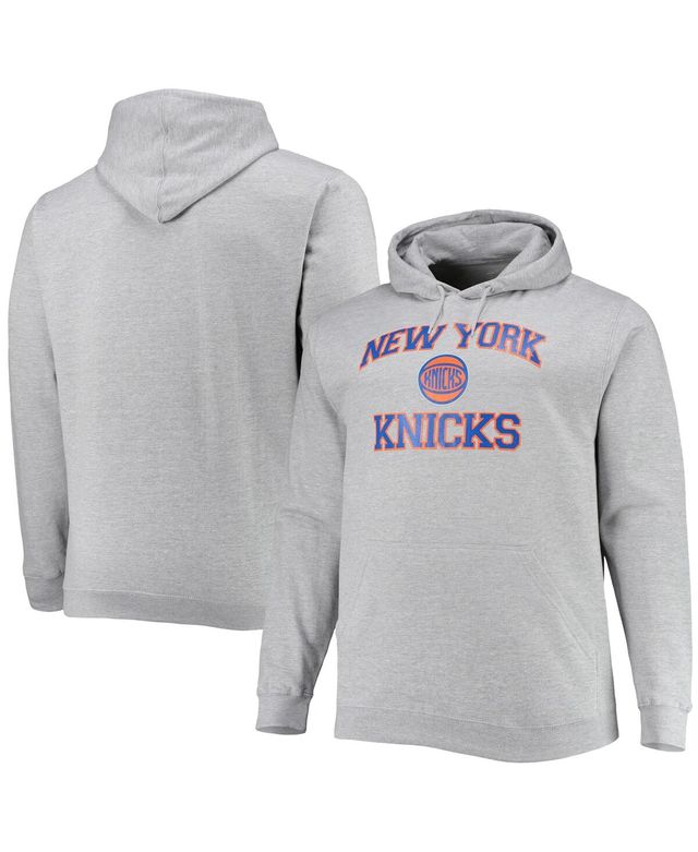 Men's Heathered Gray New York Knicks Big and Tall Heart and Soul Pullover Hoodie