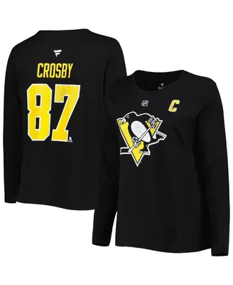 Women's Sidney Crosby Black Pittsburgh Penguins Plus Name and Number Long Sleeve T-shirt