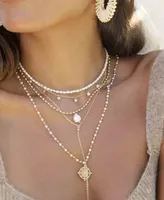 Ettika Long Travels Imitation Pearl and 18K Gold Ball Chain Women's Necklace - Gold