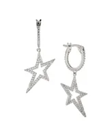 Ava Nadri Small Hoop with Star Drop Earring in Silver-Tone Brass - Silver