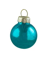 Northlight 24 Count Shiny and Matte Teal Glass Ball Christmas Ornaments 25 Mm Set, 1"