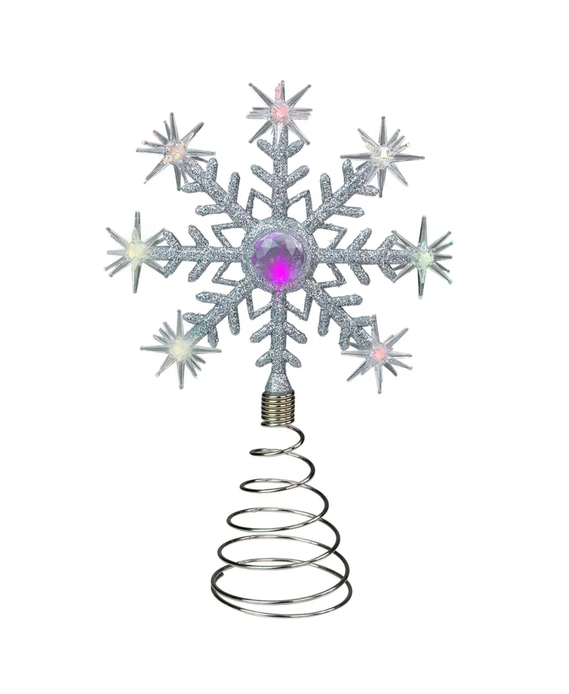 Northlight Led Lighted Coloring Changing Twinkling Snowflake Christmas Tree Topper, 11" - Silver