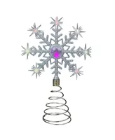 Northlight Led Lighted Coloring Changing Twinkling Snowflake Christmas Tree Topper, 11" - Silver