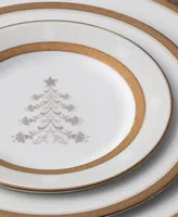 Charlotta Gold Set of 4 Holiday Tree Appetizer Plates, 6-1/4"