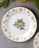 Holly Berry Gold Set of 4 Assorted Appetizer Plates, 6-1/4"