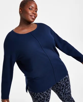 Style & Co Plus Size Front-Seam Tunic Sweater, Created for Macy's