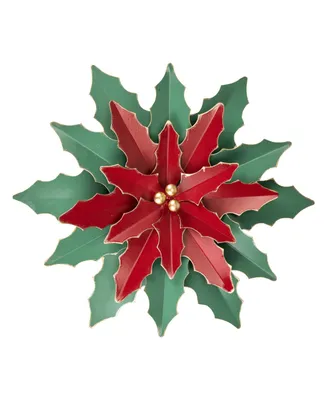 Northlight Large Metal Poinsettia Christmas Wall Hanging, 16.25"